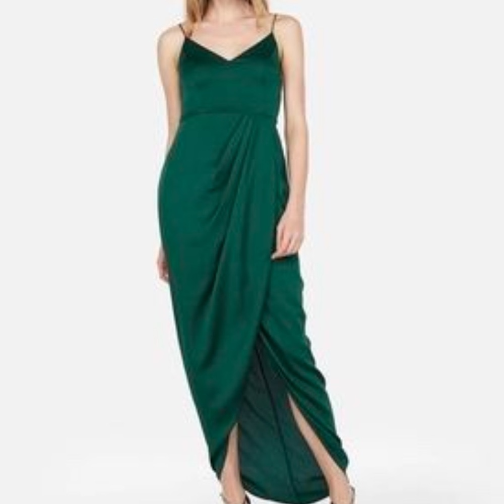 Express Green Satin Midi Dress